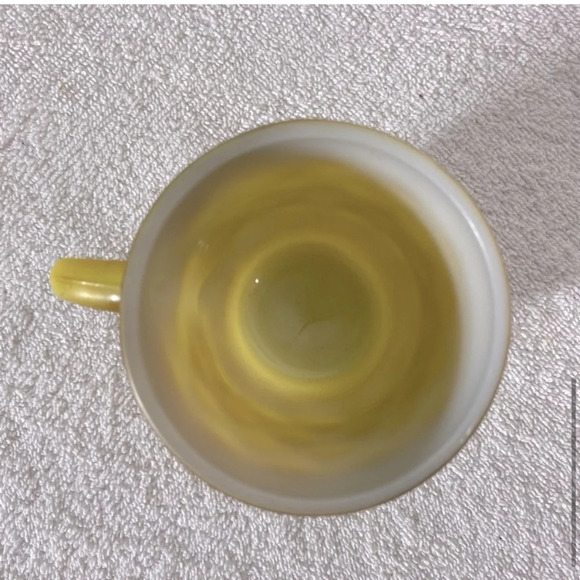 Vintage Anchor Hocking  Fire King Yellow Brown Textured Diamond Kimberly Mug - Picture 8 of 11